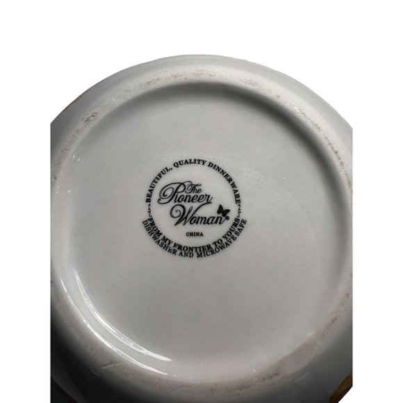 Pioneer Woman Serving Bowl Orange Floral Scalloped Edge 8" x 4" Boho Farmhouse - Picture 3 of 4